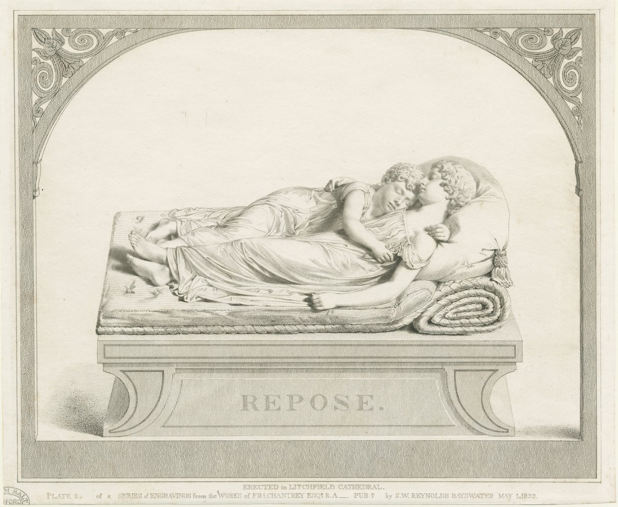 Lichfield katedrális – „The Sleeping Children”: metszet, és [c 1823] (nyomtatás) alkotó: Francis Legatt Chantrey