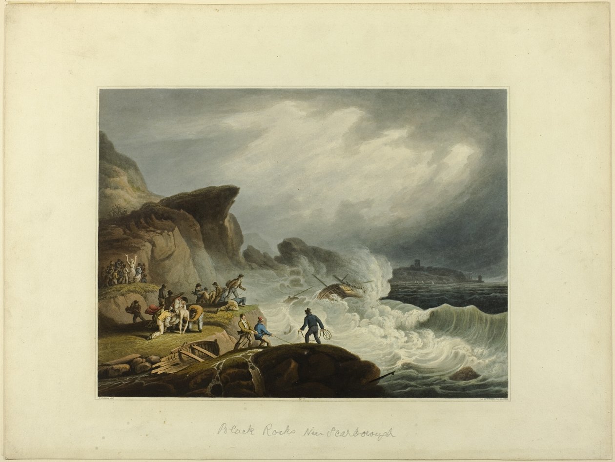 Black Rock Scarborough közelében alkotó: Francis Nicholson