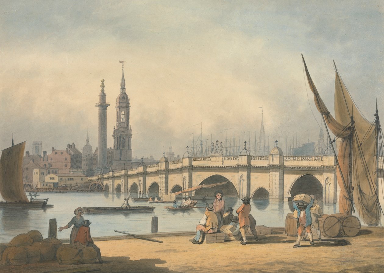 London Bridge és az emlékmű alkotó: Francis Nicholson