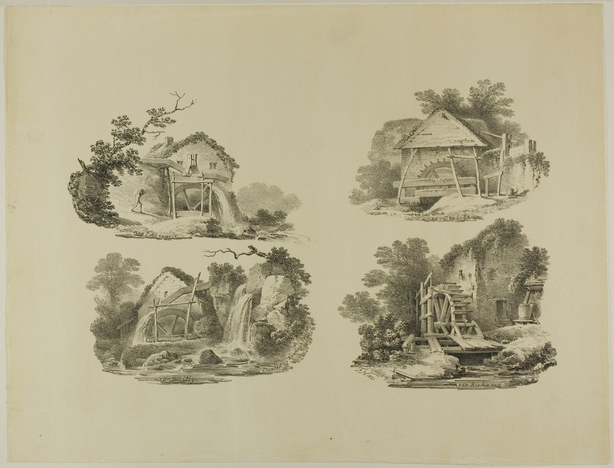 Mill Wheels közelében Abergele, Denbigh, Whitby, Richmond alkotó: Francis Nicholson