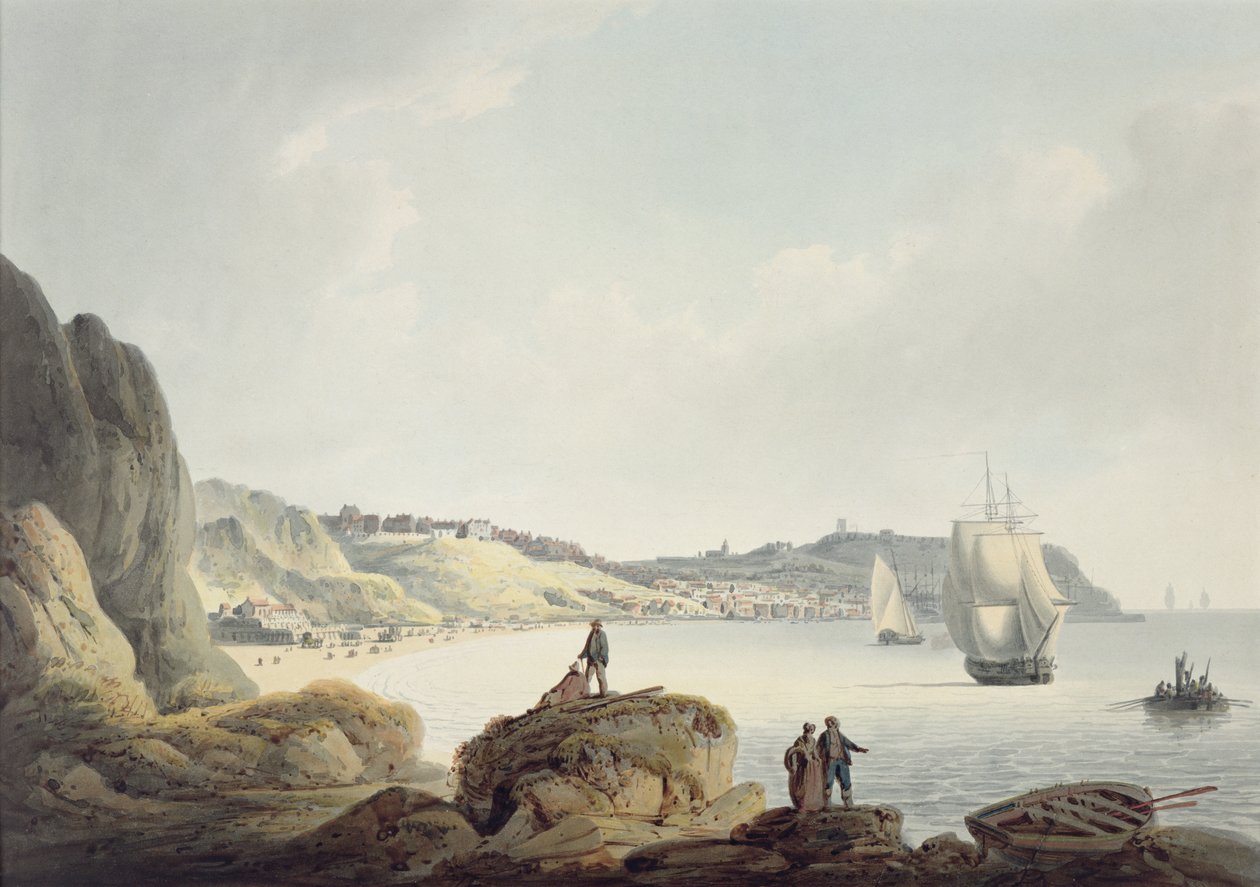Scarborough, 1820 körül (ceruza és akvarell, papír) alkotó: Francis Nicholson