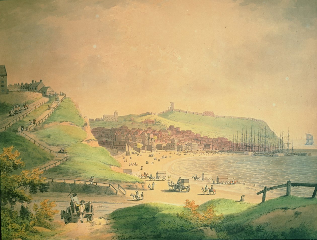 A South Bay Scarborough, 1790 alkotó: Francis Nicholson