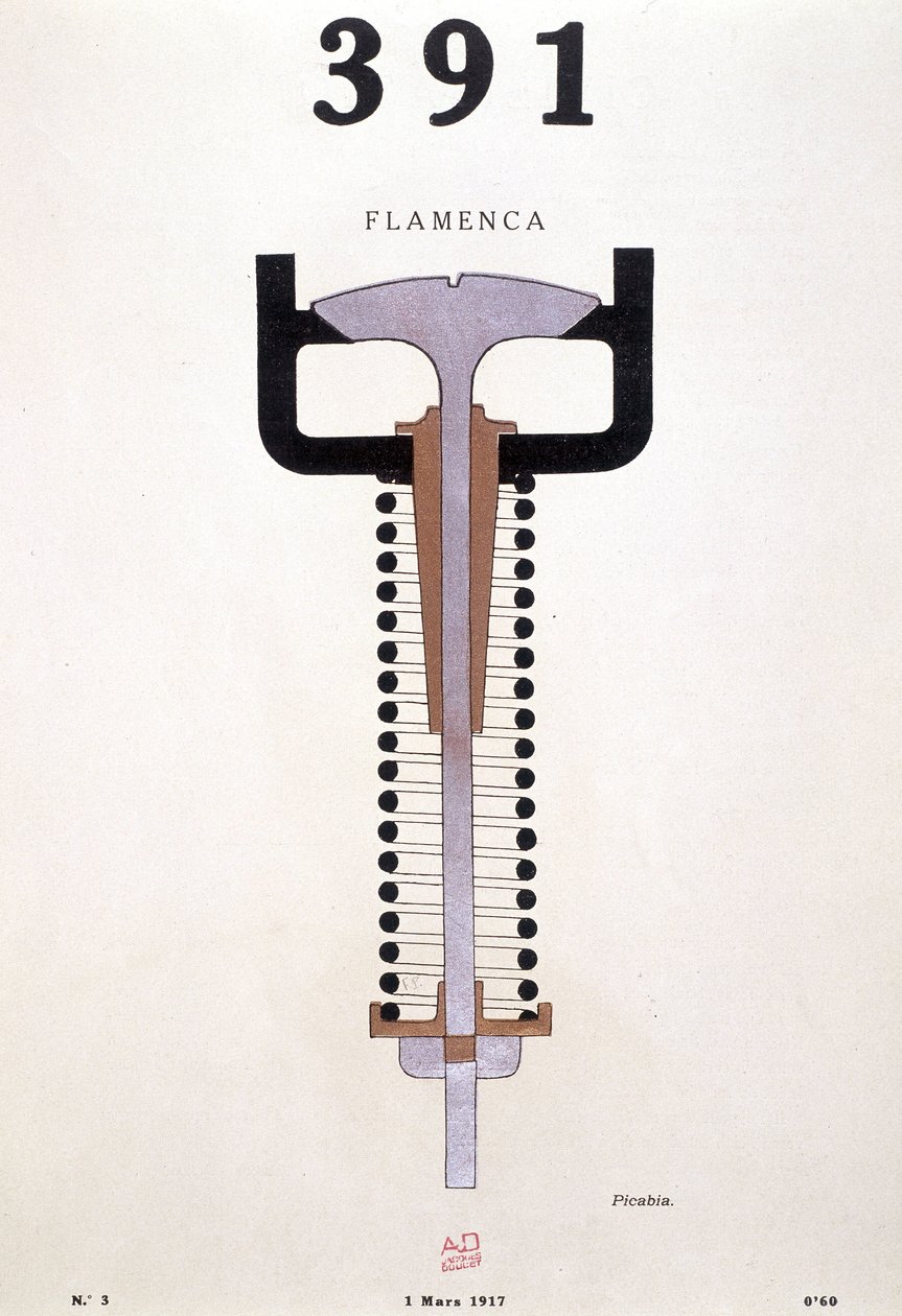 Picabia (1879-1953) "391" című, 1917. 03. 01-i 3. számának borítója (litográfia) alkotó: Francis Picabia