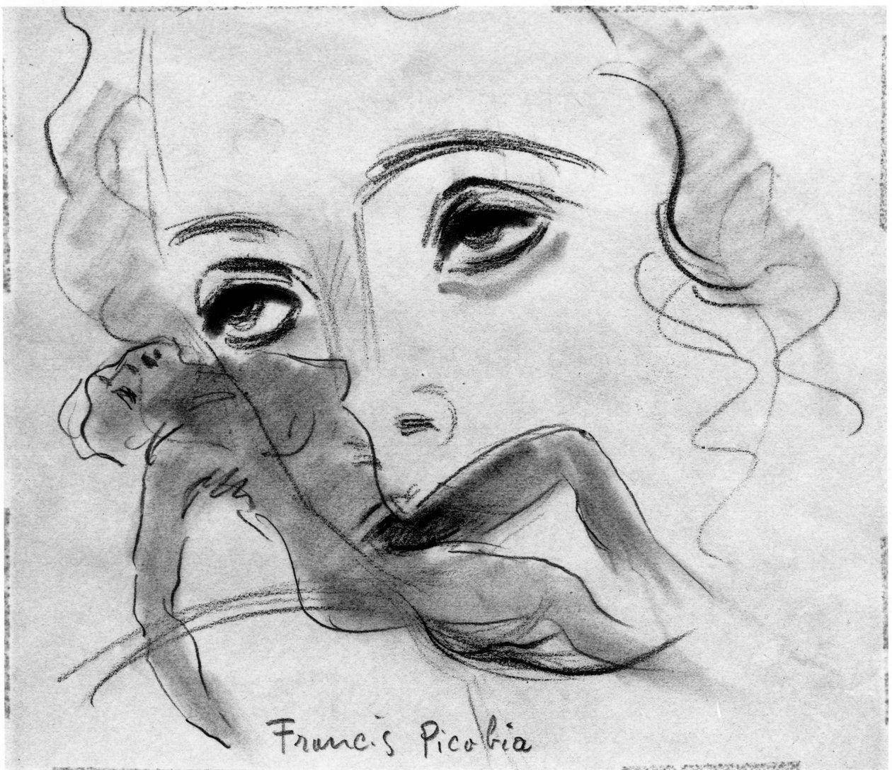 Nu et Visage, Francis Picabia (1879-1953); grafitceruza és szén, papír. alkotó: Francis Picabia
