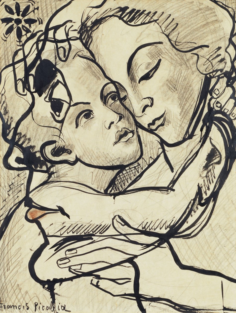 Transzparencia (Kismama), 1931-32 körül (szén, ecset és tinta, papír) alkotó: Francis Picabia
