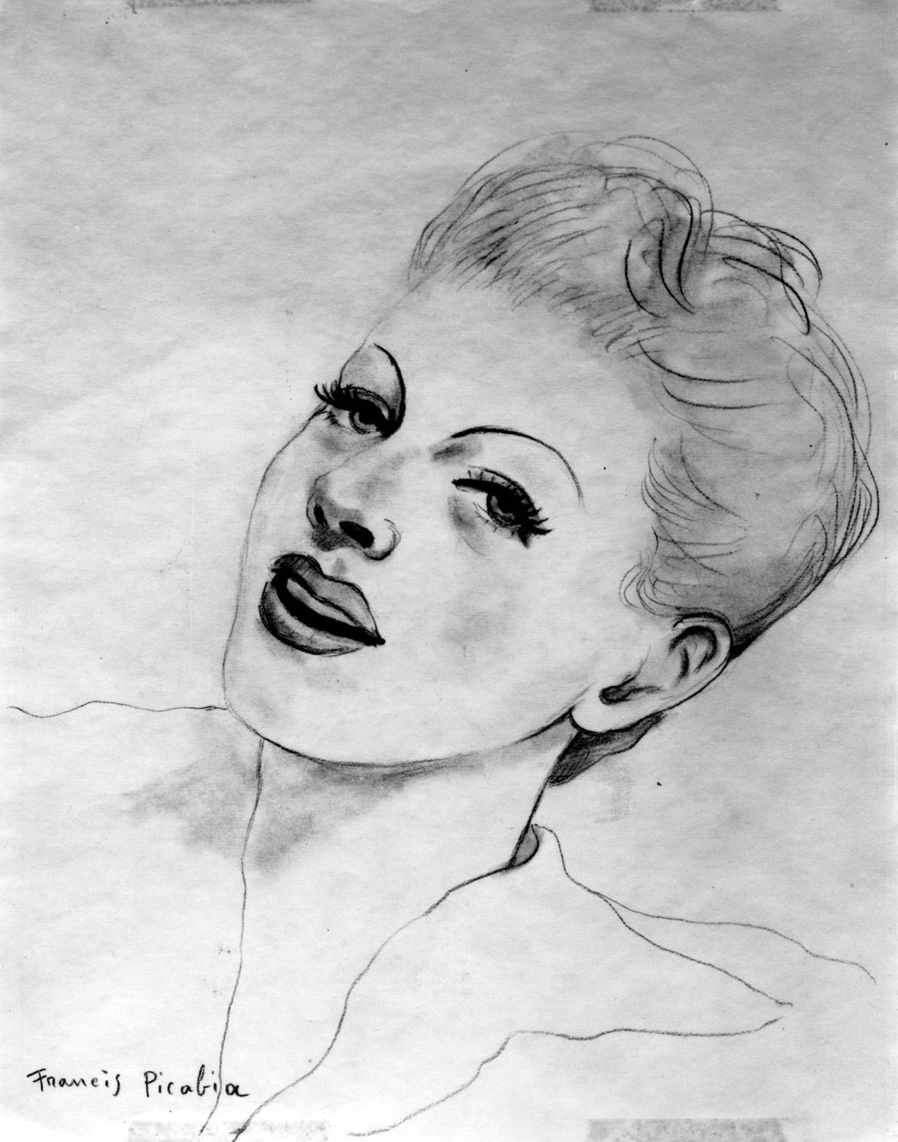 Hátradőlő női arc, Francis Picabia (1879-1953); grafitceruza, papír. alkotó: Francis Picabia