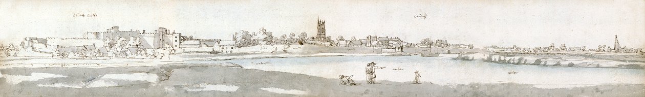 Cardiff 1678-ban (akvarell és barna tinta, papír) alkotó: Francis Place