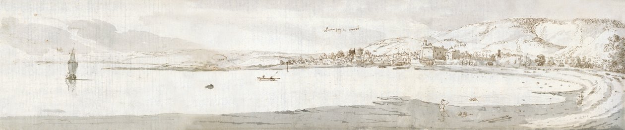 Swansea, 1678 körül (akvarell és barna tinta, papír) alkotó: Francis Place