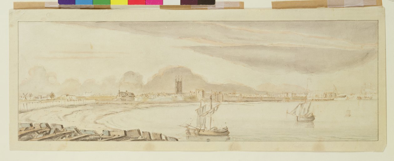 Hull látképe (toll és tus mosás papírra) alkotó: Francis Place
