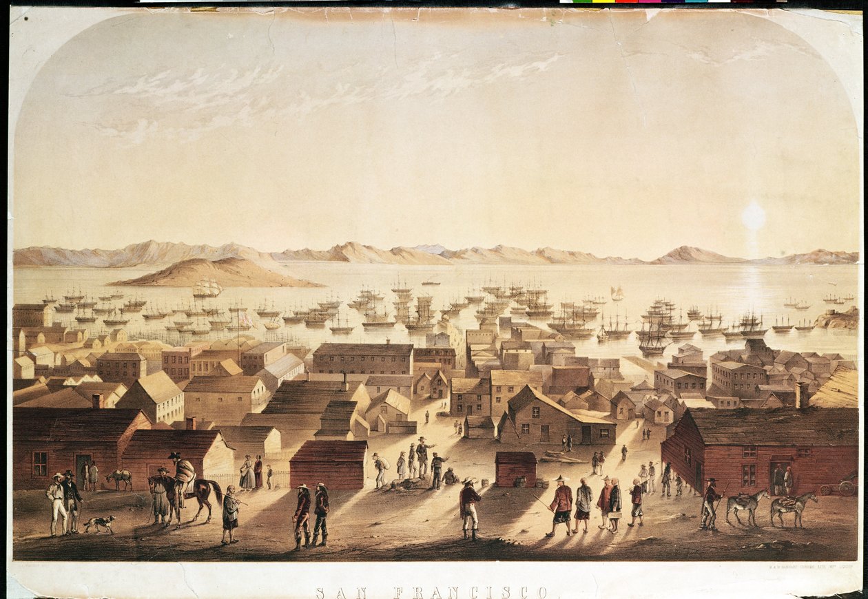 A General View of San Francisco, kiadó: M und N Hanhart, 1850-52 körül. alkotó: Francis Samuel Marryat