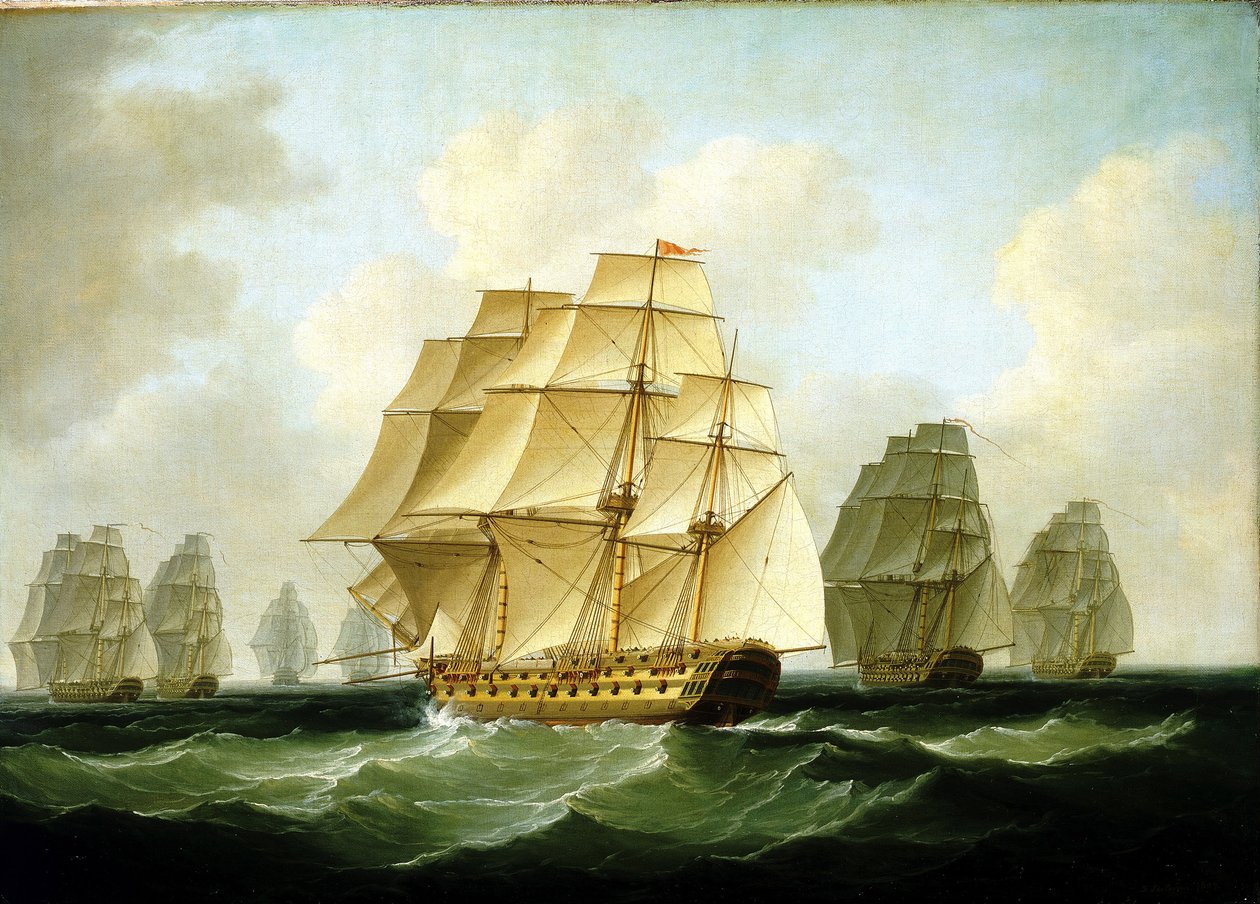 A napóleoni háborúk epizódjai (1803-1815): Richard Strachan vezette üldözés az Ortegal-foknál (Spanyolország), november 4. alkotó: Francis Sartorius