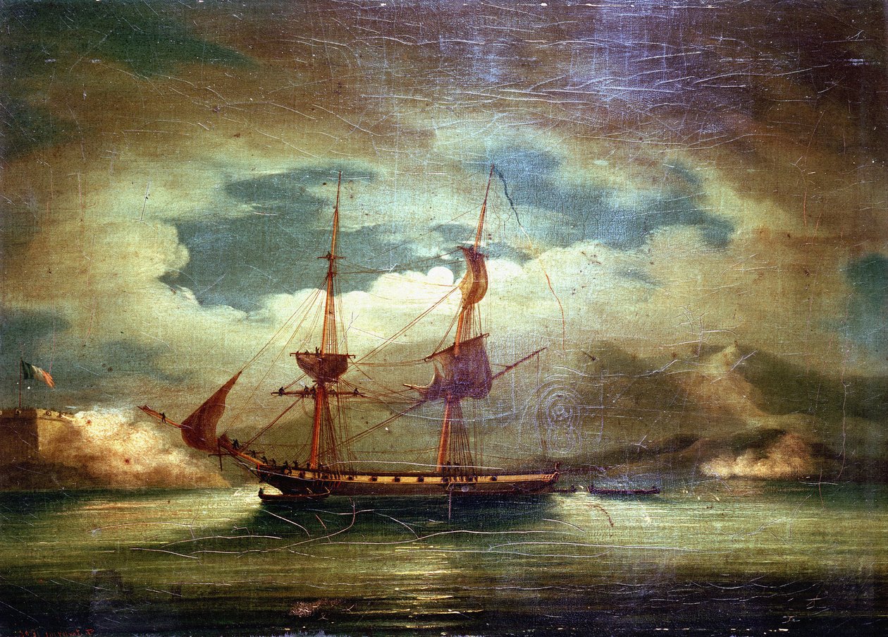A francia "Le Curieux" hajó Martinique-ban, február 3. alkotó: Francis Sartorius