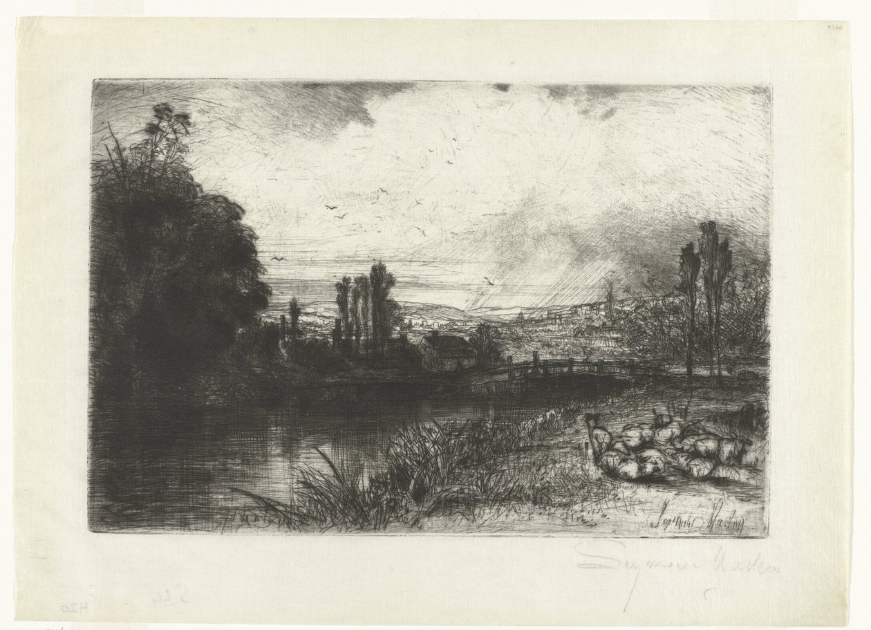 A folyó tesztje A Teszten alkotó: Francis Seymour Haden (Sir) (signed by artist)