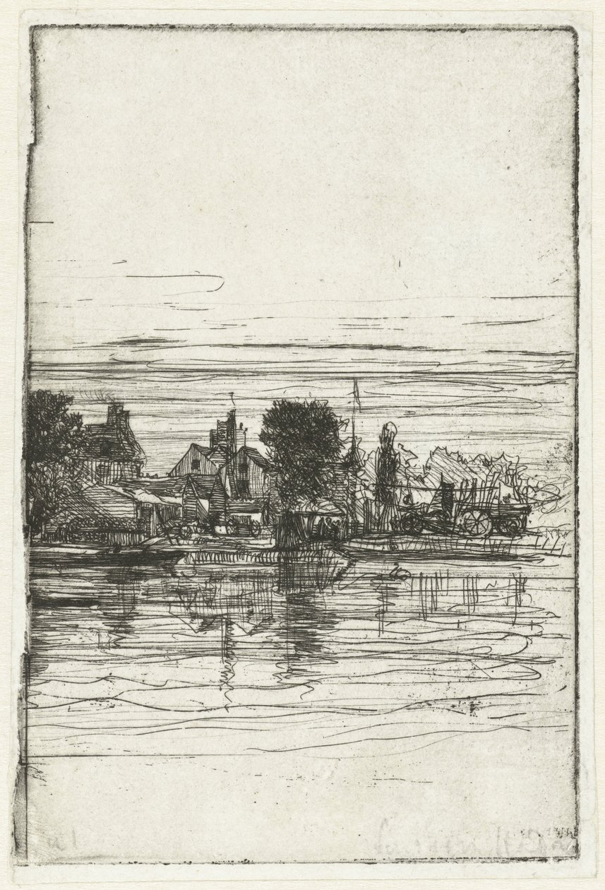 Falu a vízen Temze oldala alkotó: Francis Seymour Haden (Sir) (signed by artist)