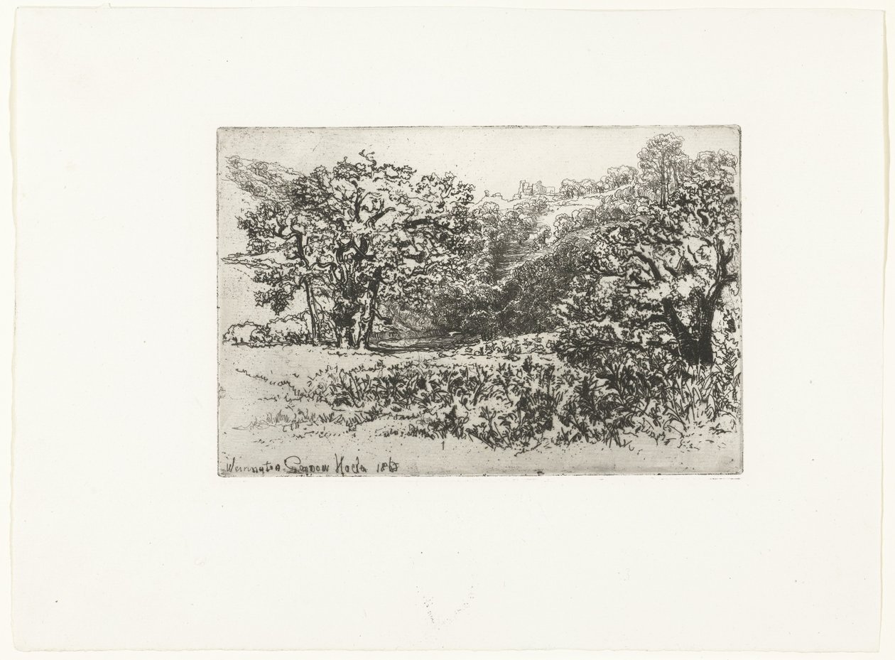 Táj állatcsordával A csorda Werington (cím az objektumon) alkotó: Francis Seymour Haden (Sir) (signed by artist)