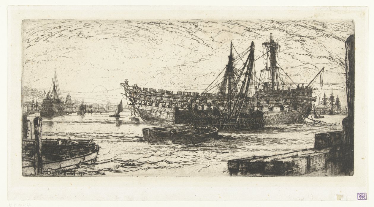 Az Agamemnon hajó szétszerelése Az Agamemnon szakítása alkotó: Francis Seymour Haden (Sir) (signed by artist)