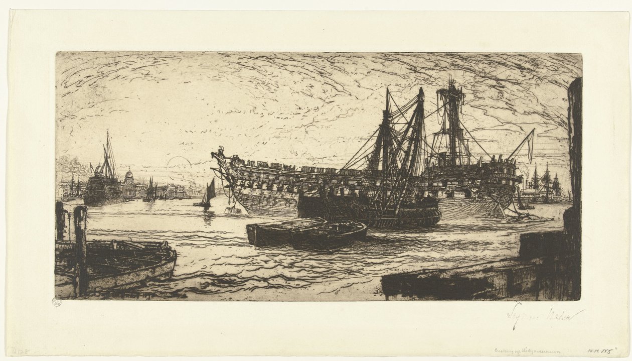 Az Agamemnon hajó szétszerelése Az Agemnon felbomlása alkotó: Francis Seymour Haden (Sir) (signed by artist)