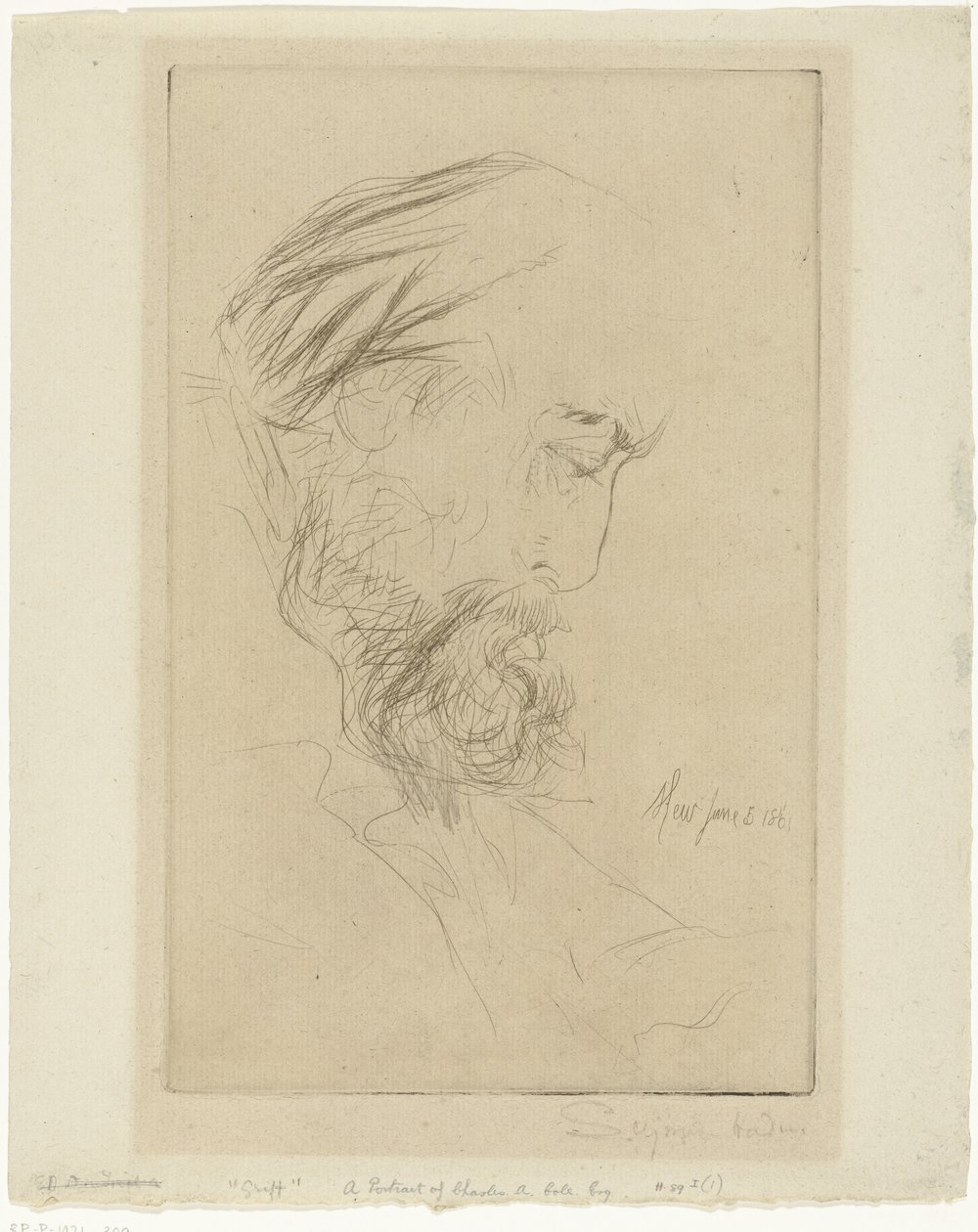 Charles Cole portréja Griff alkotó: Francis Seymour Haden (Sir) (signed by artist)