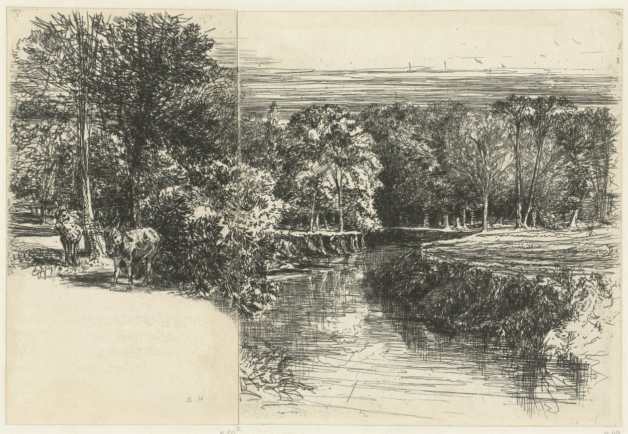 Két szamár és a Dundrum folyó A két szamár Dundrum folyó alkotó: Francis Seymour Haden (Sir) (signed by artist)
