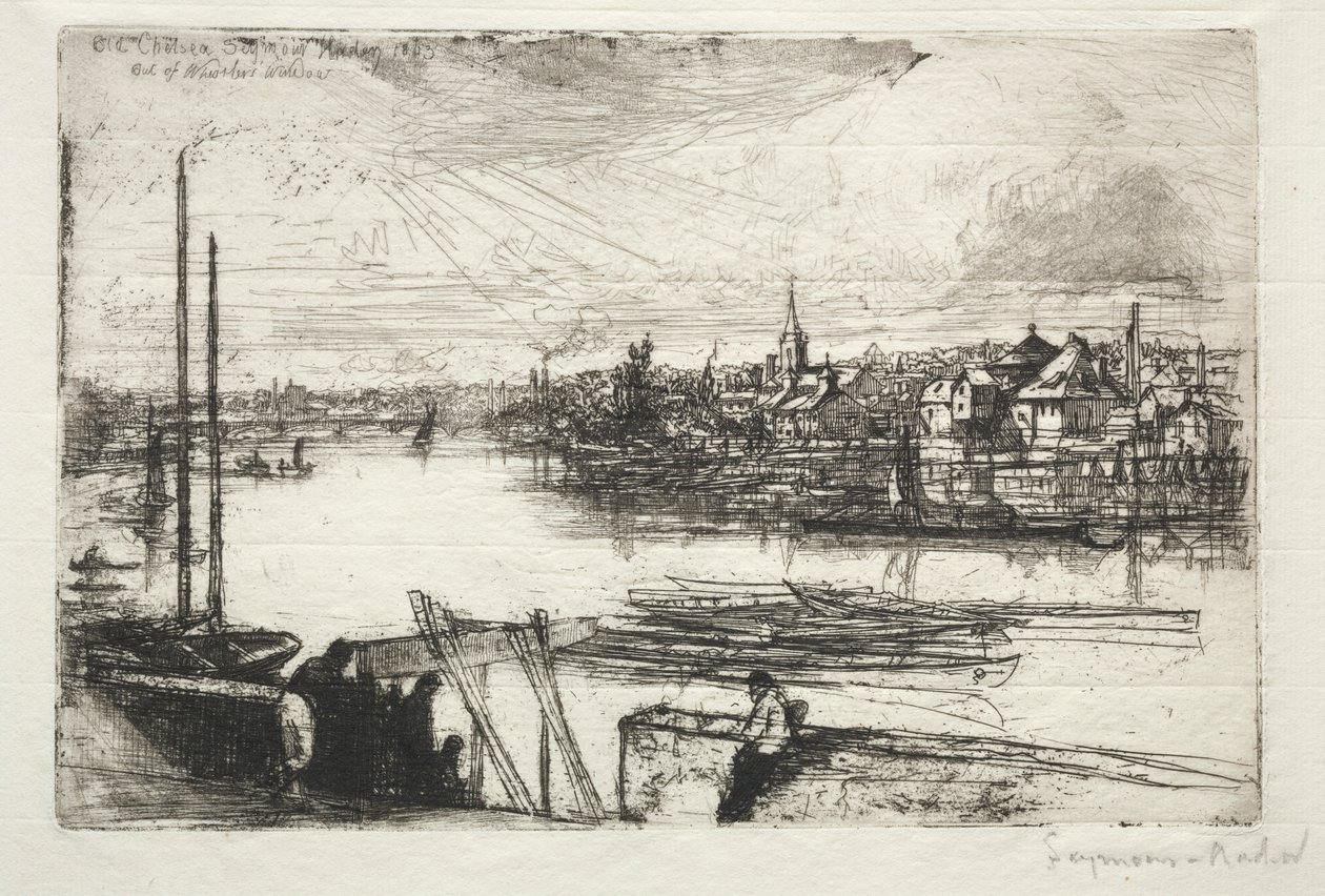Battersea Reach, 1843. alkotó: Francis Seymour Haden