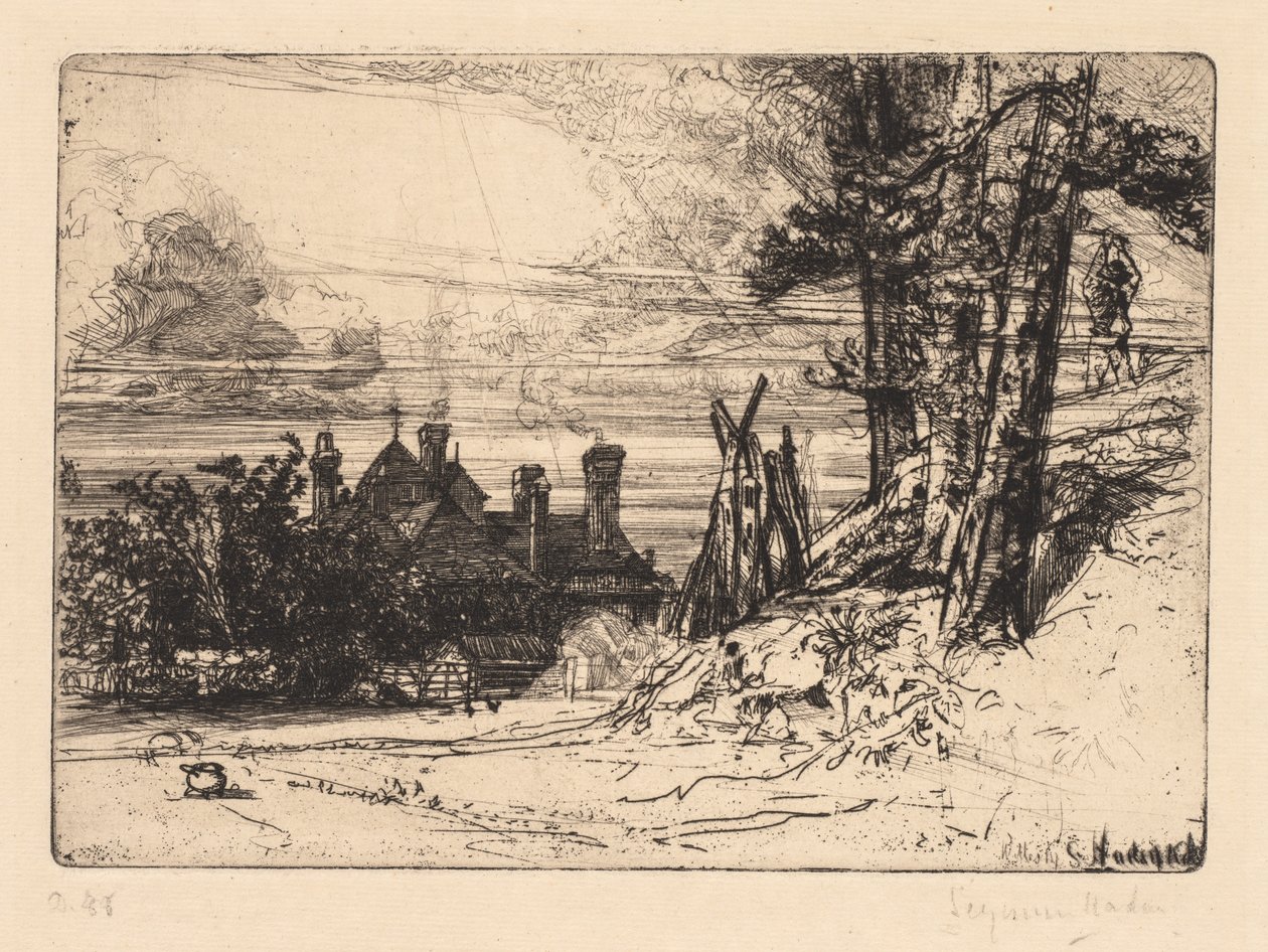 Horsley-ház Willesleyben, 1865. alkotó: Francis Seymour Haden