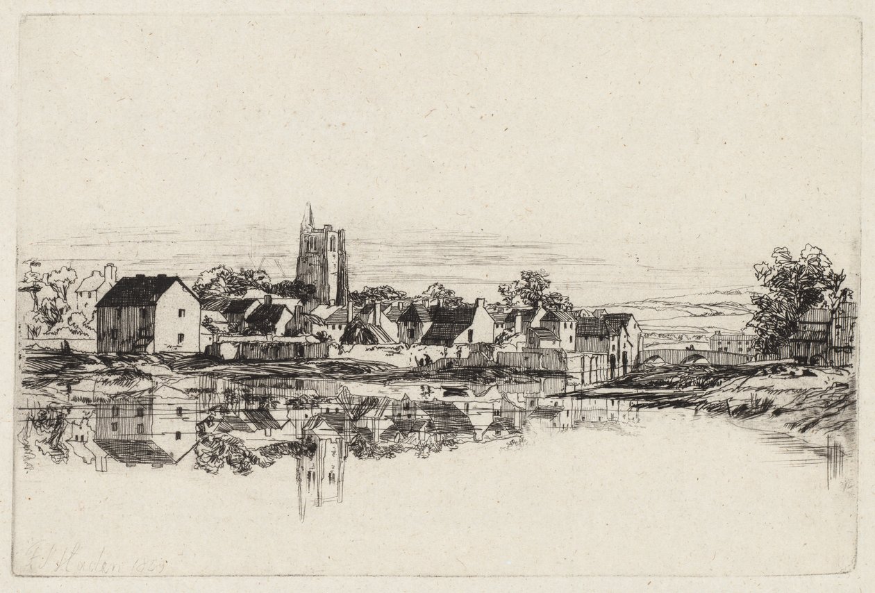 Kidwelly Town, 1859. alkotó: Francis Seymour Haden