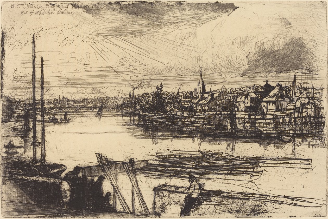 Old Chelsea, Whistler ablakán kívül (Battersea Reach) alkotó: Francis Seymour Haden