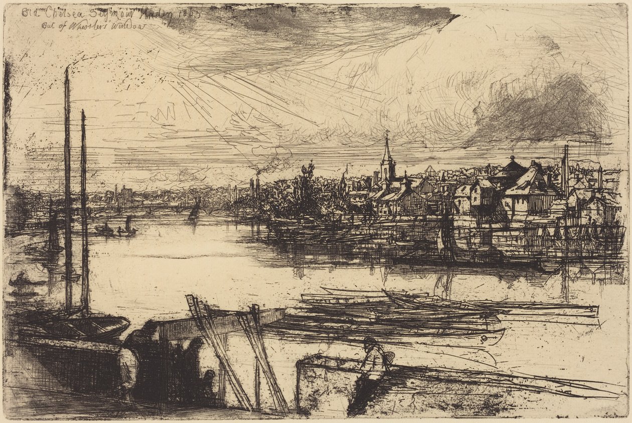 Régi Chelsea, Whistler ablakából (Battersea Reach) alkotó: Francis Seymour Haden