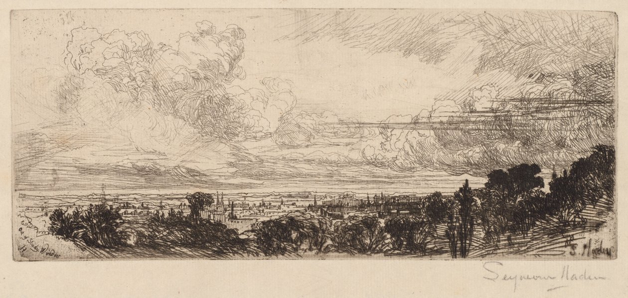 Stúdió ablakon kívül alkotó: Francis Seymour Haden