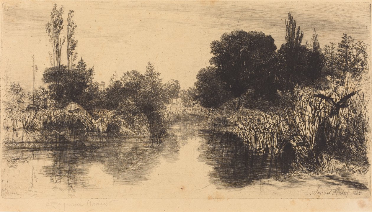Shere Mill Pond (a nagyobb tányér) alkotó: Francis Seymour Haden