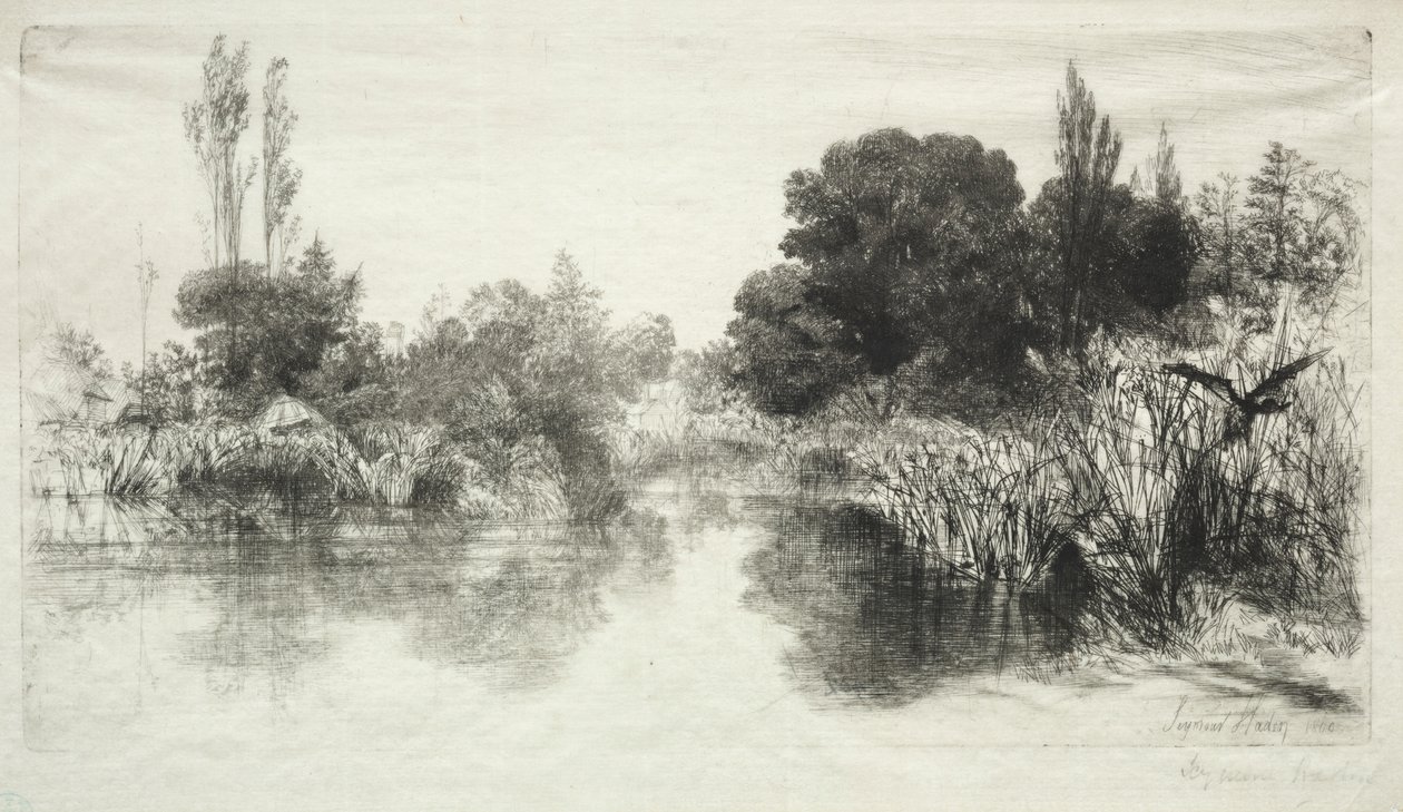 Shere Mill Pond (a nagyobb tányér) alkotó: Francis Seymour Haden