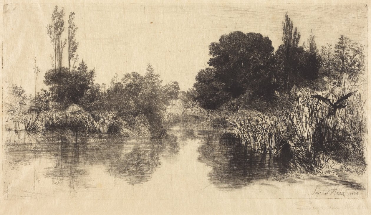 Shere Mill-tó (a nagyobb kép) alkotó: Francis Seymour Haden