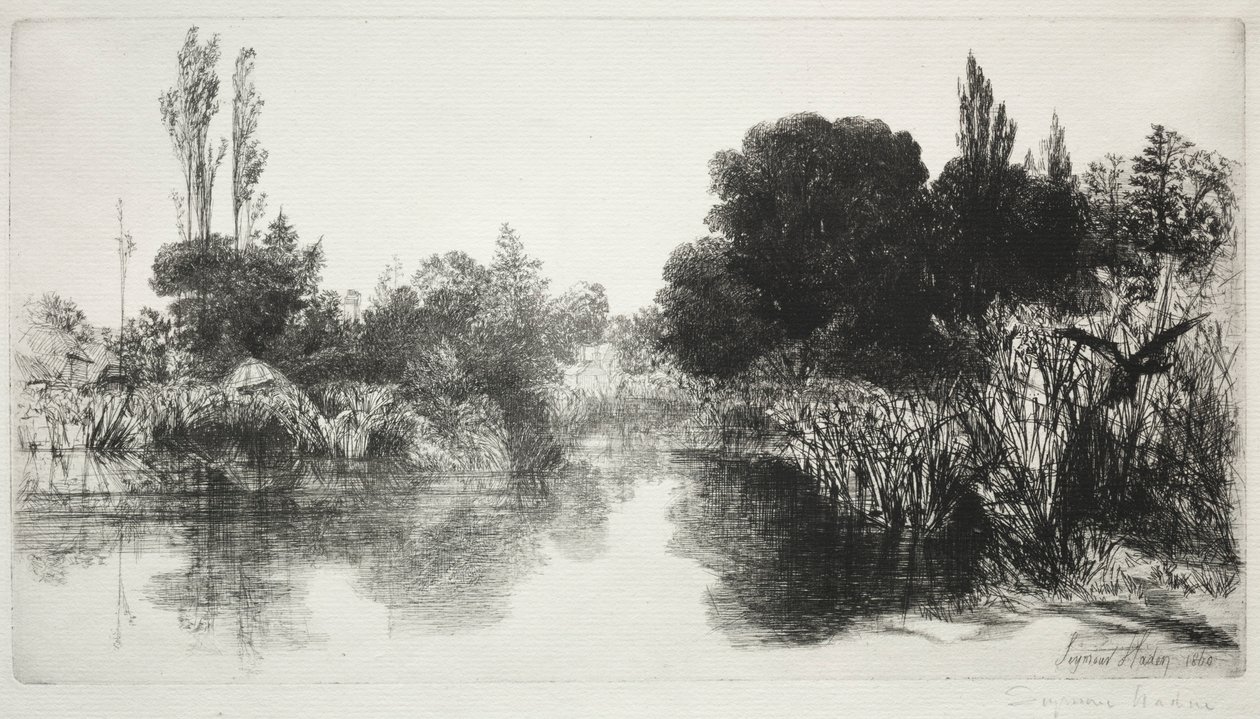 Shere Mill Pond, No. 11 The Large Plate, 1860 és később. alkotó: Francis Seymour Haden