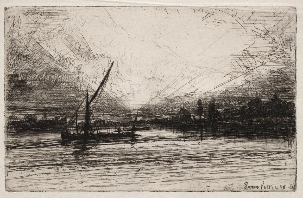 Naplemente a Temzén alkotó: Francis Seymour Haden
