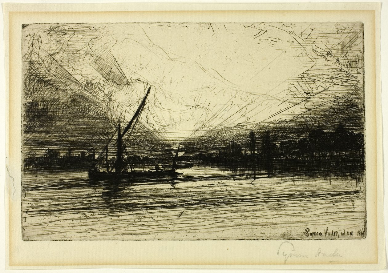 Naplemente a Temzén alkotó: Francis Seymour Haden