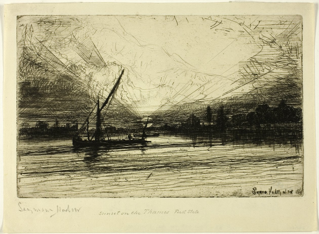 Naplemente a Temzén alkotó: Francis Seymour Haden
