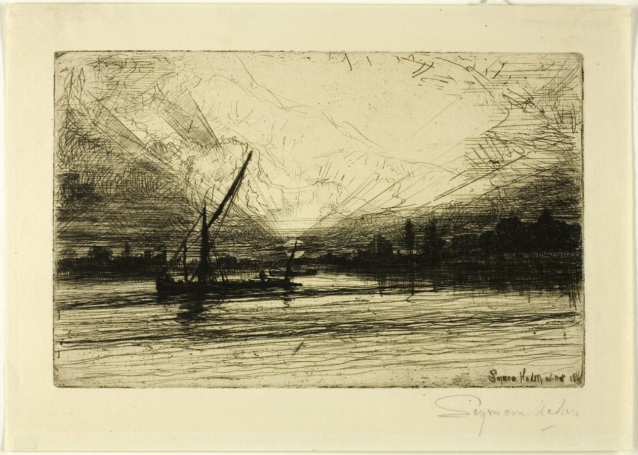 Naplemente a Temzén alkotó: Francis Seymour Haden