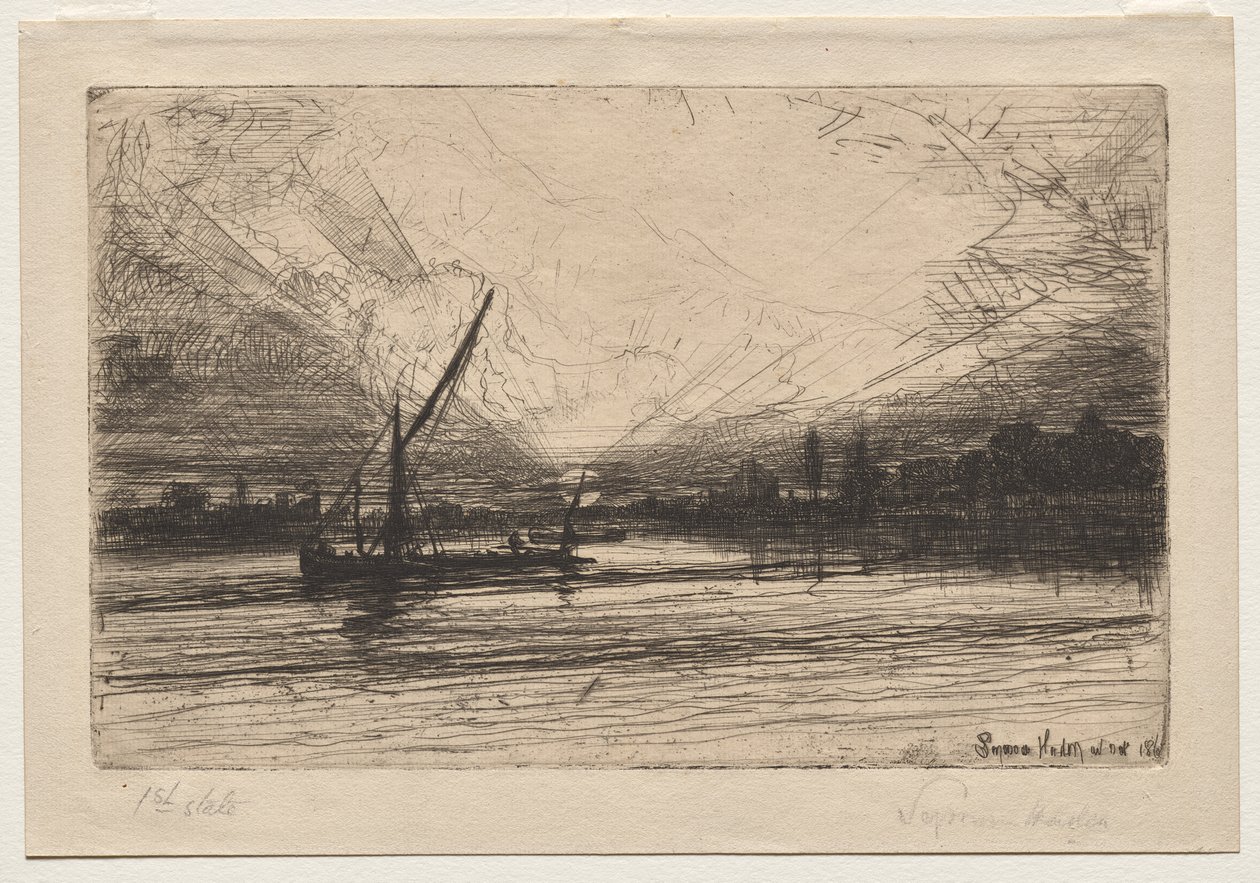 Naplemente a Temzén alkotó: Francis Seymour Haden