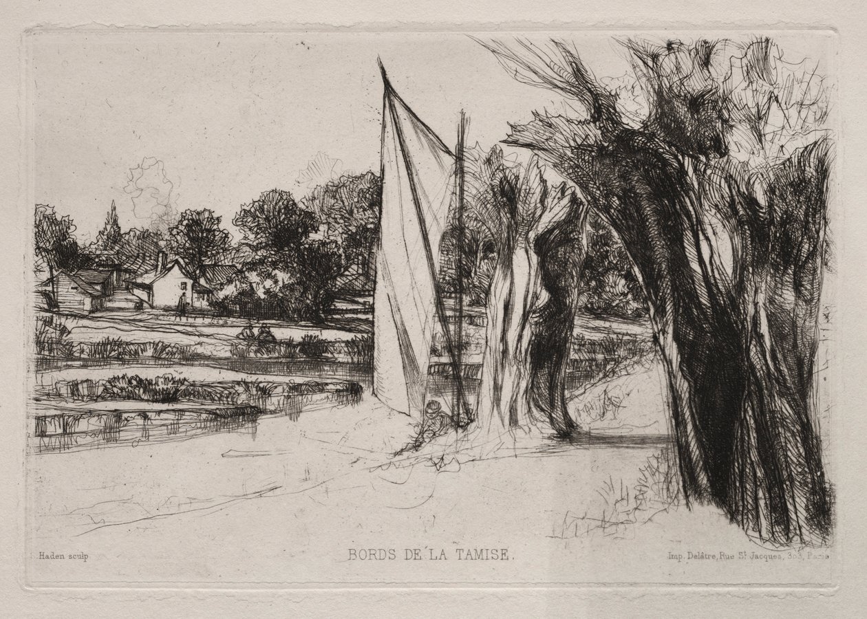 Thames Ditton – Vitorlával, 1864. alkotó: Francis Seymour Haden