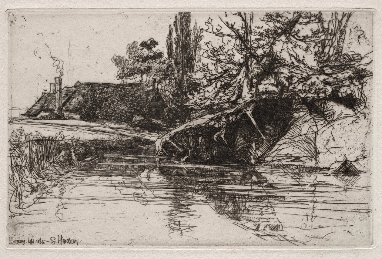 A Moat House, 1865. alkotó: Francis Seymour Haden