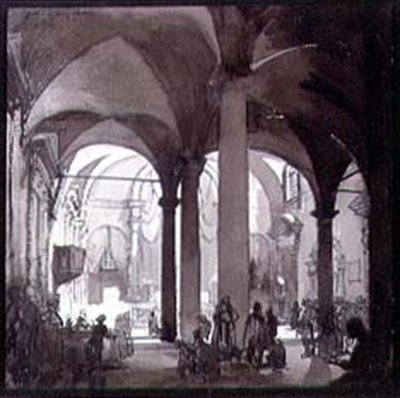 A kolostortemplom belső képe, San Felice, Firenze, XX. század alkotó: Francis Sydney Unwin