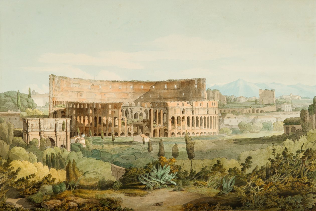 Colosseum a Caelian Hillsről, 1799 (toll, tinta és WC papíron) alkotó: Francis Towne