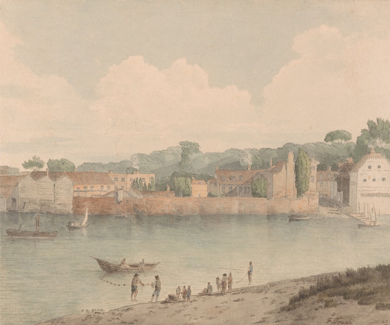 Vauxhall Stairs, Millbank felől, 1797. július 5. alkotó: Francis Towne
