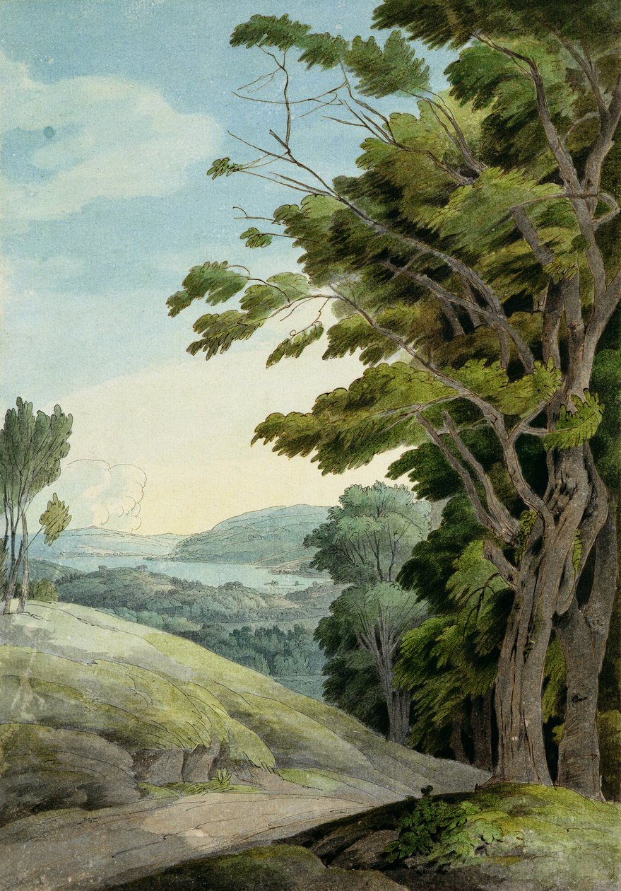 Kilátás a Rydal Parkból (toll és tinta és akvarell papíron) alkotó: Francis Towne