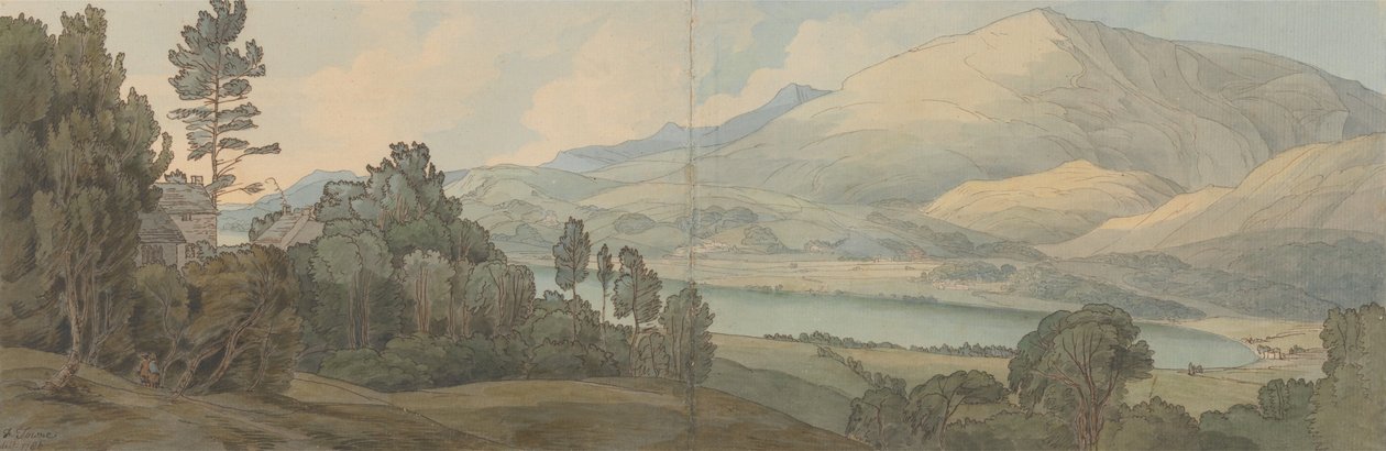 Kilátás a Coniston-tóra, Lancashire alkotó: Francis Towne