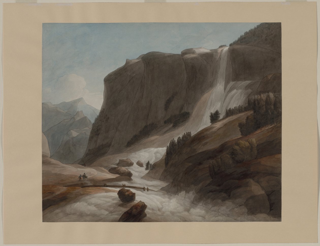 Vízesés Chiavenna és a Splügen-hegy között, 1784. alkotó: Francis Towne