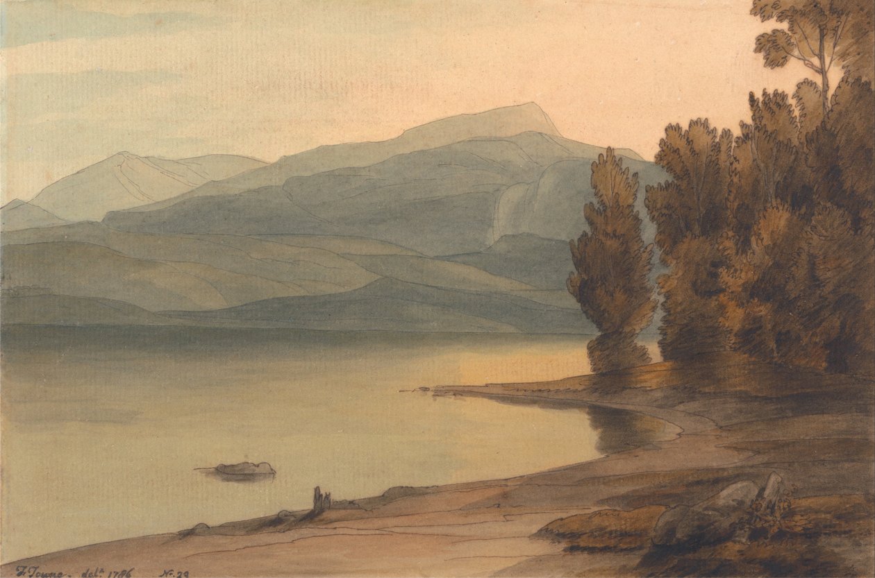 Windermere naplementében alkotó: Francis Towne