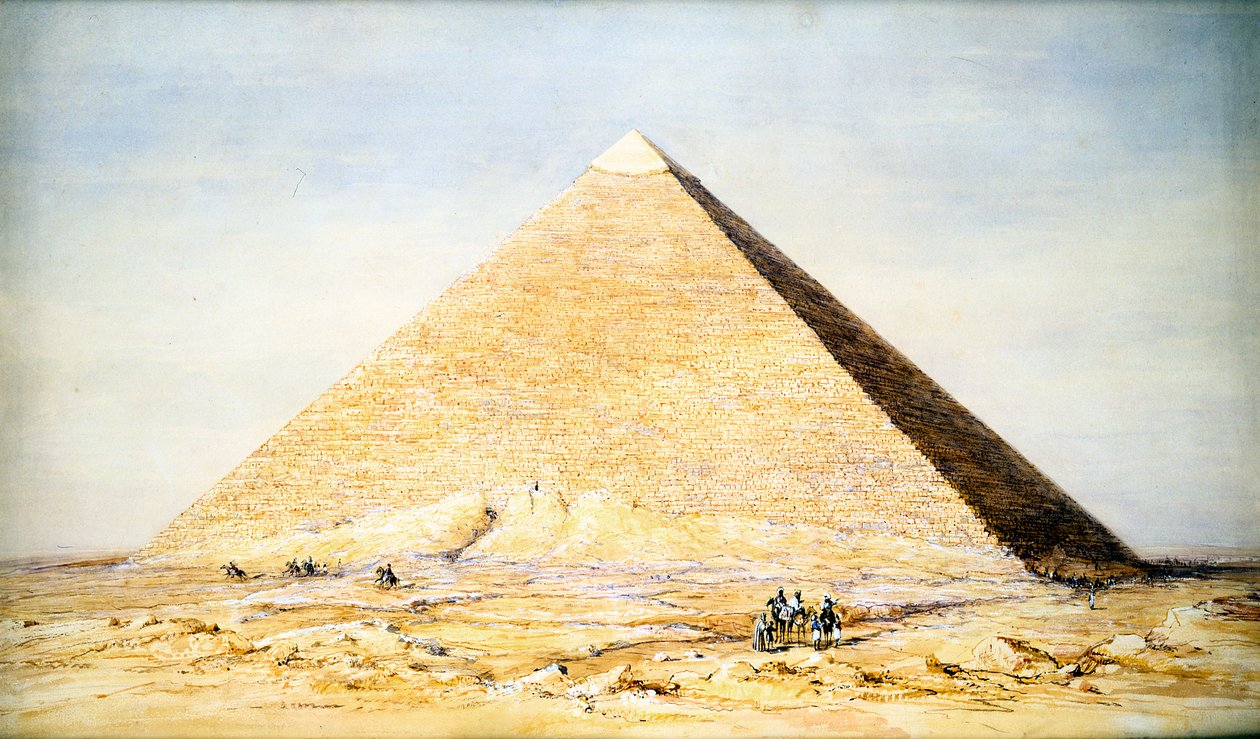 Kheopsz nagy piramisa Gízában, Egyiptom, 4. dinasztia, Óbirodalom, Kr.e. 26. század, 1831. alkotó: Francis Vyvyan Jago Arundale