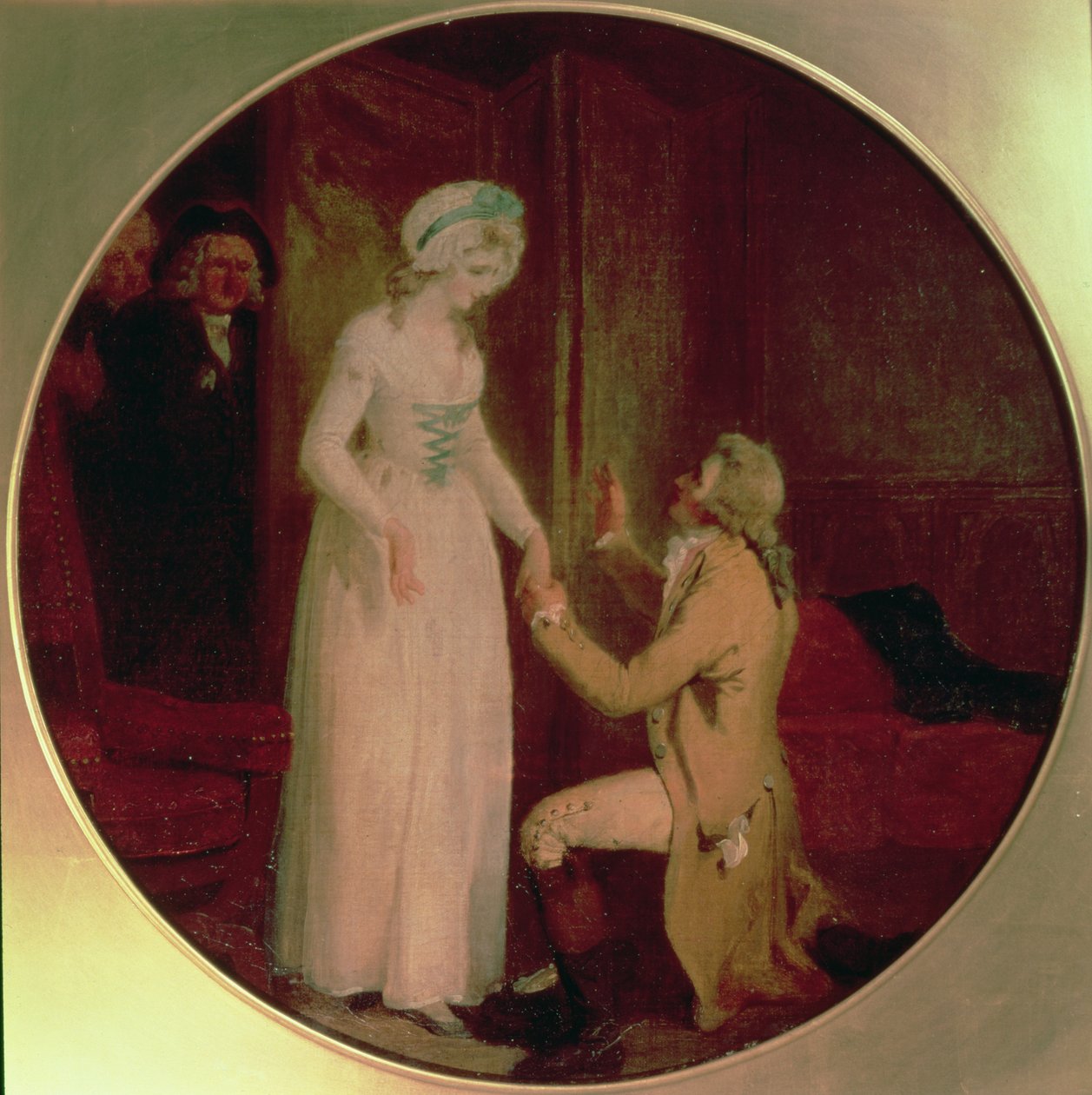 Fiatal Marlow és Miss Hardcastle, jelenet Oliver Goldsmith „Lehajol, hogy hódít” című művéből, 1791 alkotó: Francis Wheatley