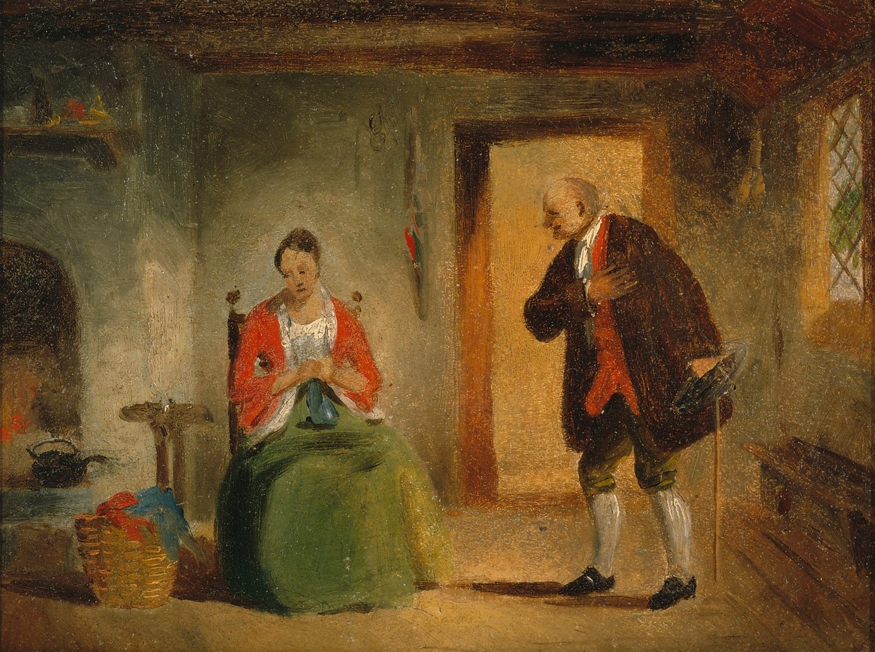 Interior Study, 1835-63 (olaj, papír, táblára szerelve) alkotó: Francis William Edmonds